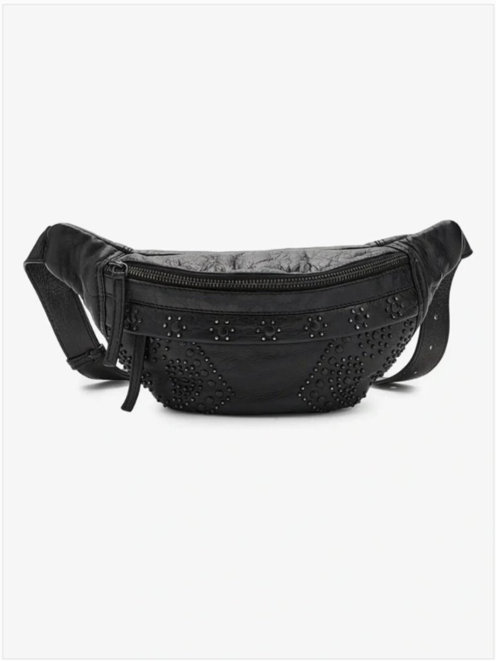 Free People NWT Embellished Leather Black Fanny Slung Belt Bag - Picture 3 of 6
